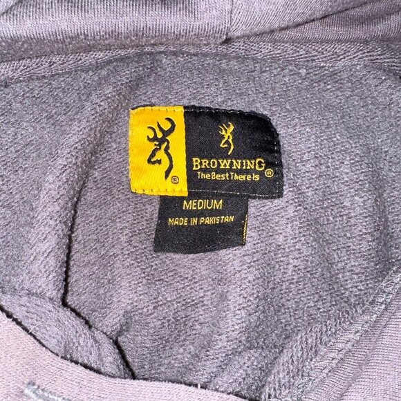 Browning | Grey Hoodie w Pink Camouflage Logo Women Medium Hunting - Picture 9 of 11